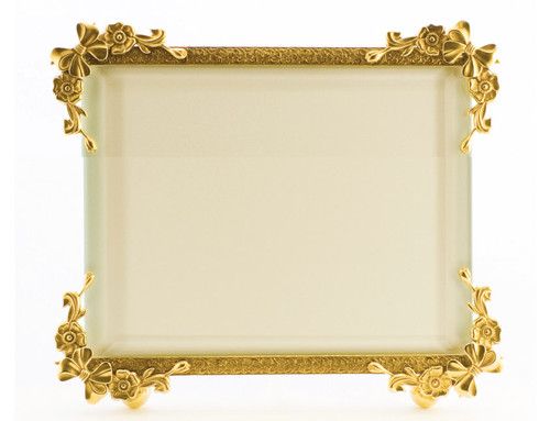 La Paris Bow Corners 4 x 6 Inch Brass Picture Frame - Horizontal