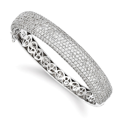 504 Stone Diamond Hinged Bangle Sterling Silver Pave Rhodium-plated QB668