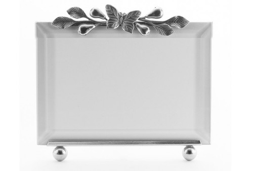 La Paris Butterfly Pears And Leaves 4 x 6 Inch Silver Plated Picture Frame - Horizontal