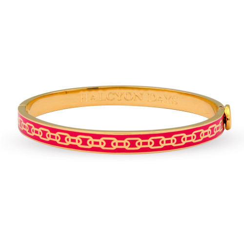 Halcyon Days Skinny Chain Hot Pink Gold Bangle Bracelet HBSCH2206G