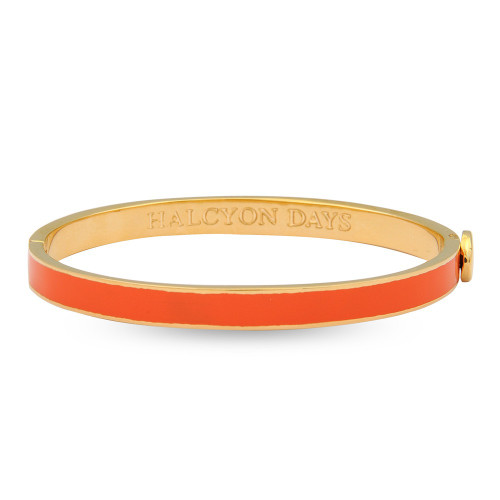 Halcyon Days Skinny Plain Orange Gold Bangle Bracelet HBSPL0706G