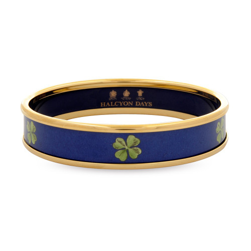 Halcyon Days 1Cm Clover On Navy Push On Bangle Medium PBCLO1110GM