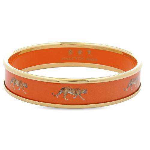 Halcyon Days 1Cm Tiger On Orange Push On Bangle Medium PBMWT0710GM