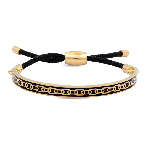 Halcyon Days Friendship Skinny Chain Black Gold Hinged Bangle FBSCH0206G