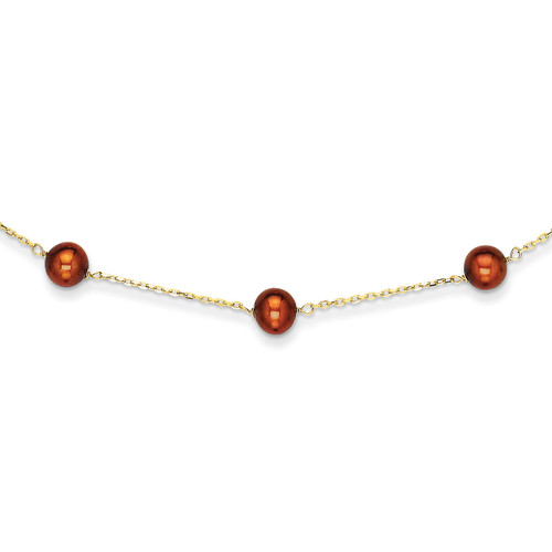 14k Gold Brown Fresh Water Cultured Pearl Necklace MPN: PR58-16