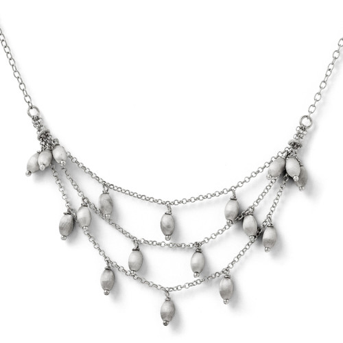 Leslies Sterling Silver & Textured Beads Triple Strand Necklace MPN: QLF140-18