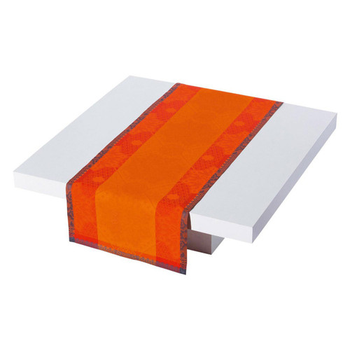 Le Jacquard Francais Table Runner Seville Tangerine 55 x 150 Pure Cotton