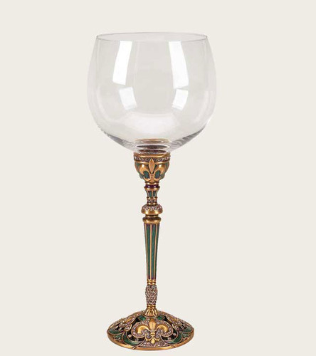 Edgar Berebi Mardi Gras Purple Colorado Gold Plate Wine Water Champagne Flute Stem