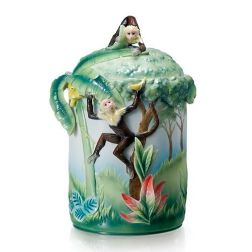 Franz Porcelain Jungle Fun Monkey Cookie Jar FZ02074