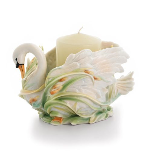 Franz Porcelain Swan Lake Candleholder FZ01556
