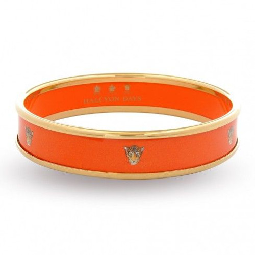 Halcyon Days 1Cm Leopard Head On Orange Bangle Bracelet Small PBMWL0710GS