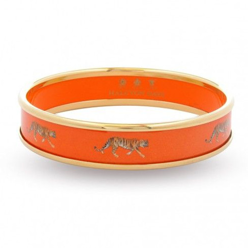 Halcyon Days 1Cm Tiger On Orange Bangle Bracelet Small PBMWT0710GS