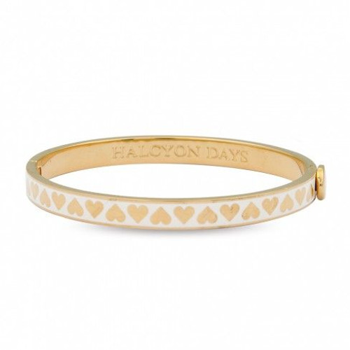 Halcyon Days 6mm Skinny Heart Cream Gold Bangle Bracelet HBSHE0506G