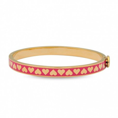 Halcyon Days 6mm Skinny Heart Hot Pink Gold Bangle Bracelet HBSHE2206G