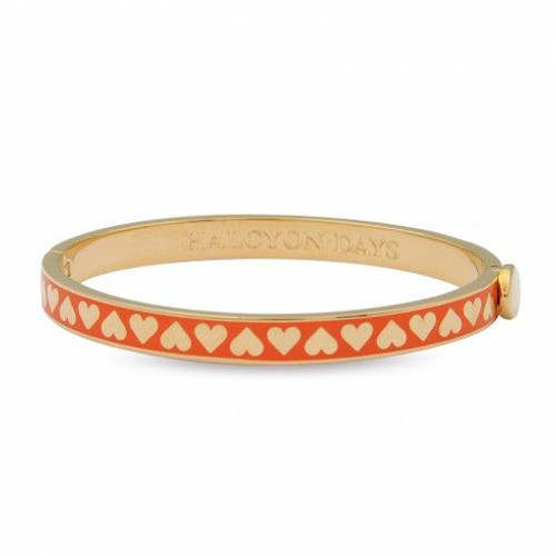 Halcyon Days 6mm Skinny Heart Orange Gold Bangle Bracelet HBSHE0706G