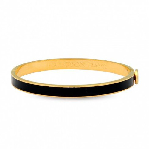 Halcyon Days 6mm Skinny Plain Bangle Bracelet Black Gold HBSPL0206G