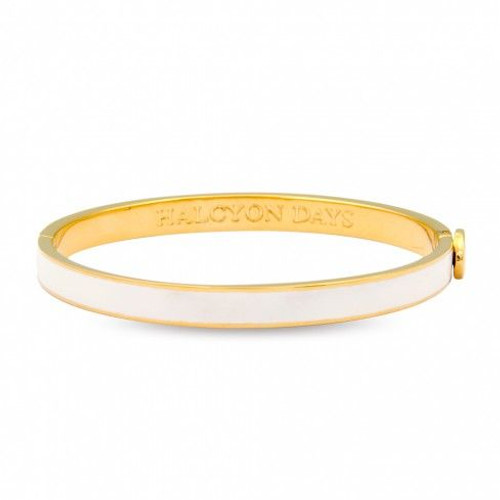 Halcyon Days 6mm Skinny Plain Bangle Bracelet Cream Gold HBSPL0506G