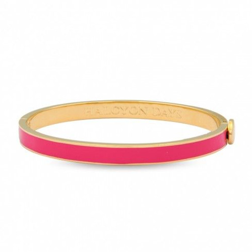 Halcyon Days 6mm Skinny Plain Bangle Bracelet Hot Pink Gold HBSPL2206G