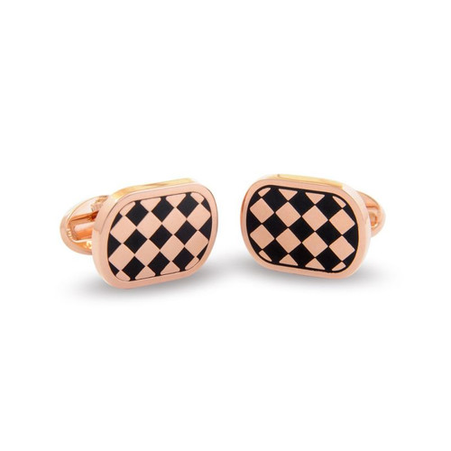 Halcyon Days Houdon Cufflinks Black Rose Gold CLHOU02RTRG