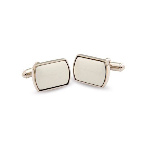 Halcyon Days Ivory Silver Rectangular Cufflinks CLPLA04RTP