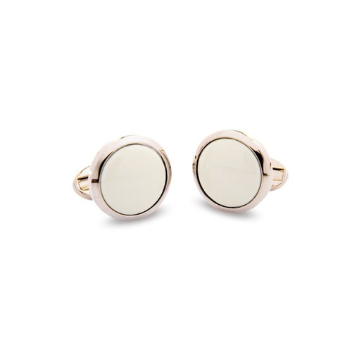 Halcyon Days Ivory Silver Round Cufflinks CLPLA04RDP
