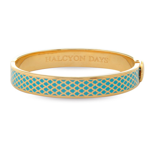 Halcyon Days Salamander Turquoise Gold 1cm Hinged Bangle HBSAL1410G