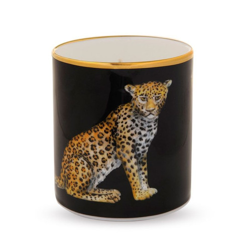 Halcyon Days Leopard Black Filled Candle BCMWL02CAG