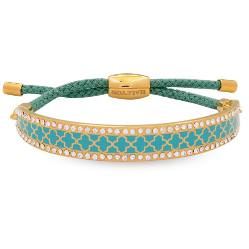 Halcyon Days Agama Sparkle Turquoise Gold 1cm Friendship Bangle FBAGS1410G