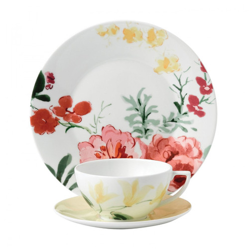 Wedgwood Jasper Conran Floral 3-Piece Set Buttercup Teacup Saucer and Plate 9 Inch