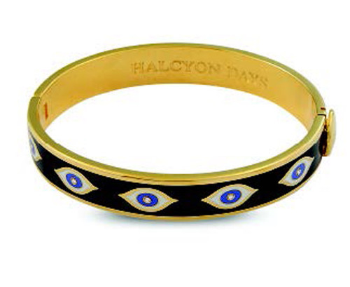 Halcyon Days Evil Eye Hinged Bangle Midnight Blue Gold HBEVE1110G