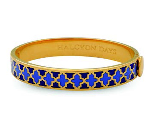 Halcyon Days Agama Deep Cobalt Bluebell Gold 1cm Hinged Bangle HBAGA181910G