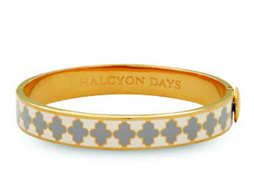Halcyon Days Agama Cream Grey Gold 1cm Hinged Bangle HBAGA051710G