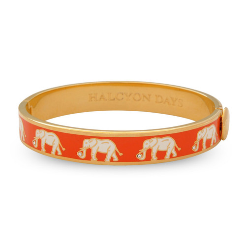 Halcyon Days Elephant Orange Gold 1cm Hinged Motif Bangle HBELE0710G