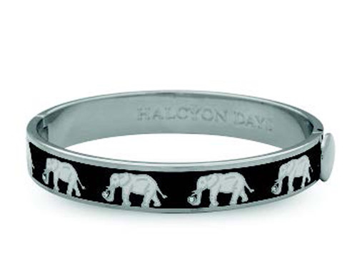 Halcyon Days Elephant Black Palladium 1cm Hinged Motif Bangle HBELE0210P