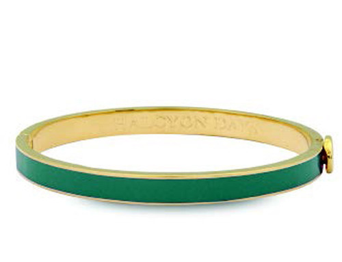 Halcyon Days Skinny Plain Turquoise Gold 6mm Hinged Bangles HBSPL1406G