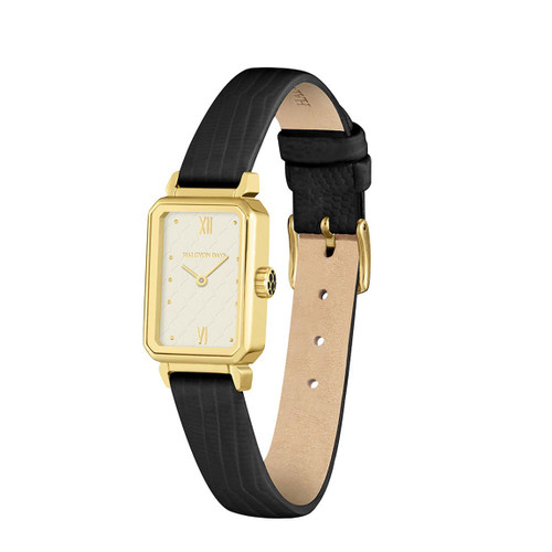 Halcyon Days Salamander Sport Leather Strap Watch Black Gold WTSSP02LEG EAN: 5060171157076