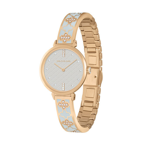 Halcyon Days Agama Sparkle Bangle Watch Grey Rose Gold WTAGS17BARG