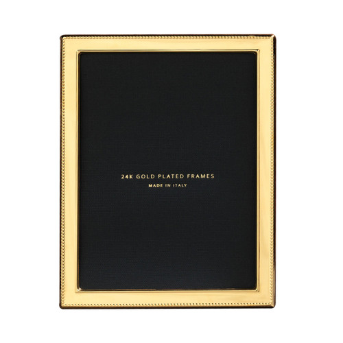 Cunill Bead 1/2 Inch Border 4 x 6 Inch Picture Frame - 24k Gold Plated 0.5 Microns