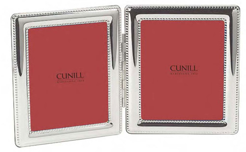Cunill Beaded Double 4 x 6 Inch Picture Frame - Silverplated