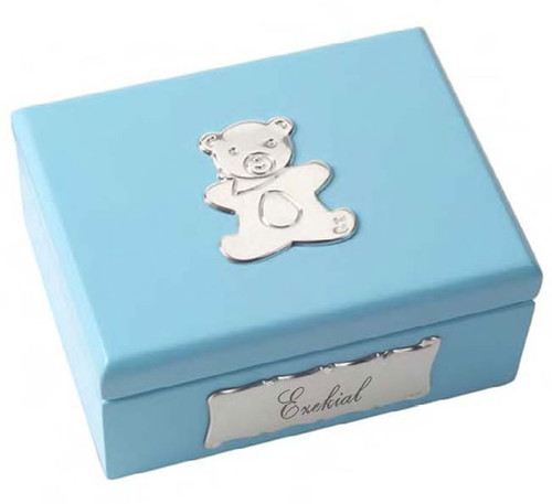Cunill Lilac Teddy Bear Keepsake Box 3 x 4 Inch - Sterling Silver