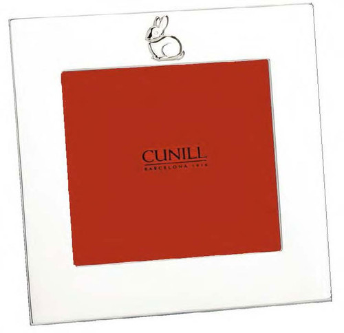 Cunill Pink Bunny Square 4 x 4 Inch Picture Frame - Sterling Silver