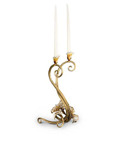 Jay Strongwater Roselyn Golden Orchid Double Candlestick