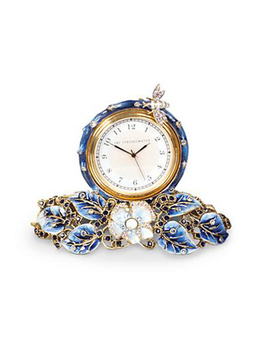 Jay Strongwater Mayfair Delft Garden Leaf & Bee Clock