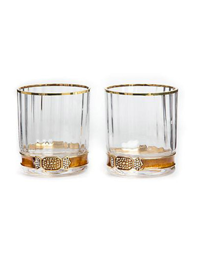 Jay Strongwater Hudson Amber Double Old Fashioned Glasses