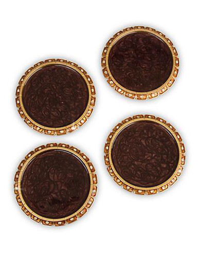 Jay Strongwater Bentley Amber Jeweled Edge Coasters Set of Four