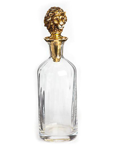 Jay Strongwater Luther Amber Lion Head Decanter