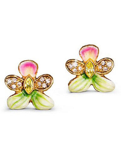 Jay Strongwater Anastasia Flora Orchid Post Earrings SJ9241-256 - HomeBello