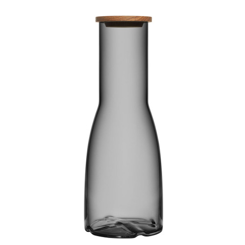 Kosta Boda Bruk Carafe With Oak Lid Smoke Grey