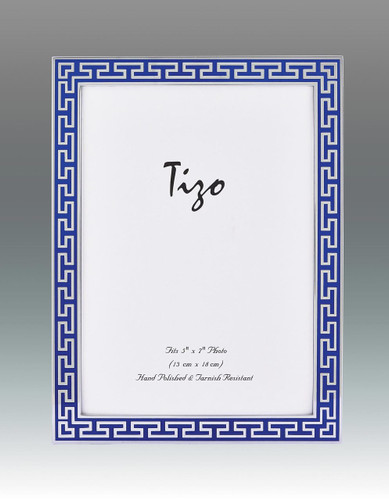 Tizo Blue Greek Key Enamel Picture Frame 5 x 7 Inch
