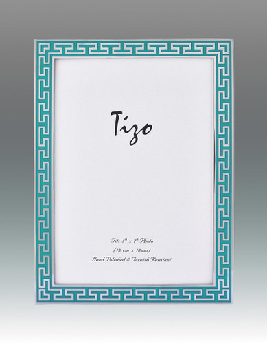 Tizo Turquoise Greek Key Enamel Picture Frame 4 x 6 Inch